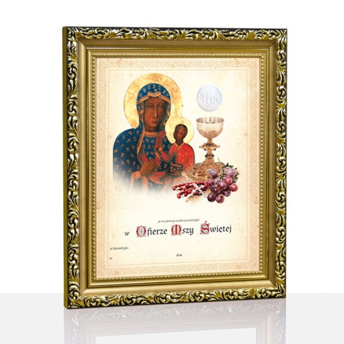 Obrazki komunijne w ramce - Matka Boża Częstochowska