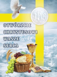 Baner na Boże Ciało, "Otwórzcie Chrystusowi wasze serca" 75x100 cm