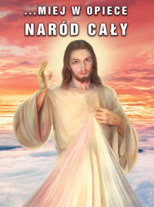 Baner na Boże Ciało, "Miej w opiece naród cały " 75x100 cm 