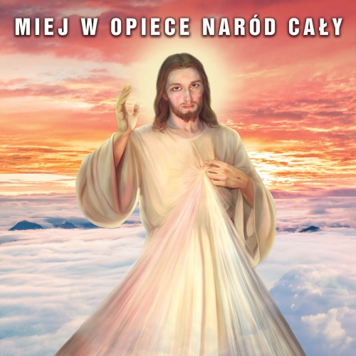 Baner na Boże Ciało, "Miej w opiece naród cały " 150x150 cm