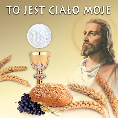 Baner na Boże Ciało "To jest ciało moje " 150x150 cm