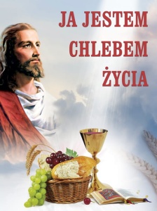 Baner na Boże Ciało "Ja jestem chlebem życia " 75x100 cm 