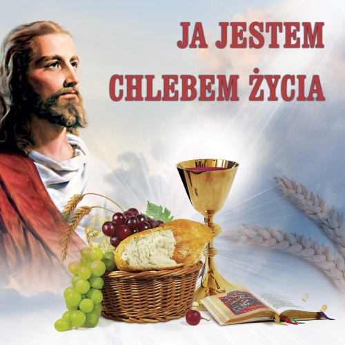 Baner na Boże Ciało "Ja jestem chlebem życia " 150 x 150 cm