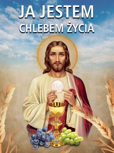 Baner na Boże Ciało, "Ja jestem chlebem życia " 75x100 cm 