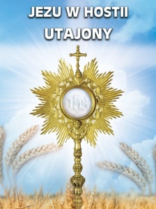 Baner na Boże Ciało, "Jezu w Hostii utajony " 75x100 cm 