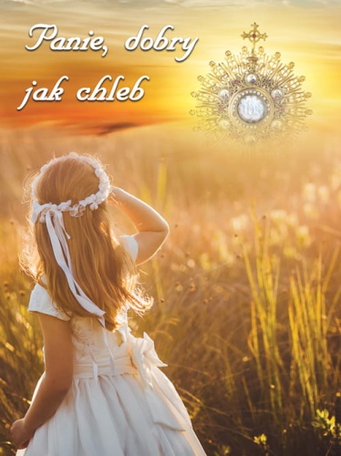 Baner na Pierwszą Komunię Świętą, "Panie dobry jak chleb" 75x100 cm