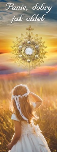 Baner na Pierwszą Komunię Świętą, "Panie dobry jak chleb" 75x200 cm 