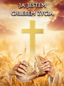 Baner na Boże Ciało, "Ja jestem chlebem życia" 75x100 cm