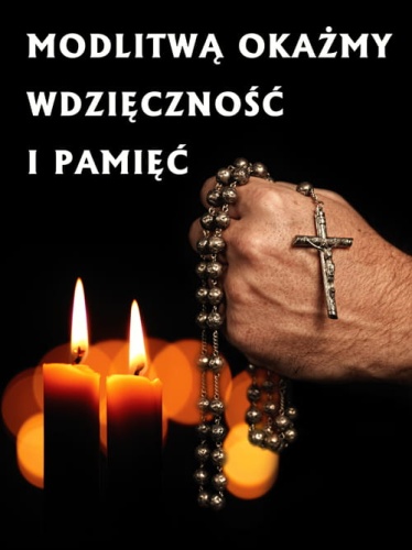 Baner na Wszystkich Świętych "Modlitwą okażmy wdzięczność i pamięć" 75x100 cm