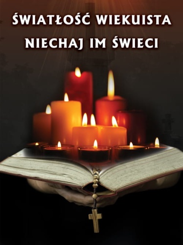 Baner na Wszystkich Świętych "Światłość  wiekuista niechaj im świeci" 75x100 cm
