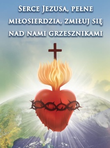 Baner na Boże Ciało "Serce Jezusa, pełne miłosierdzia" 75x100 cm