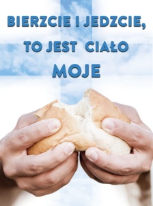 Baner na Boże Ciało "Bierzcie i jedzcie to jest ciało moje" 75x100 cm