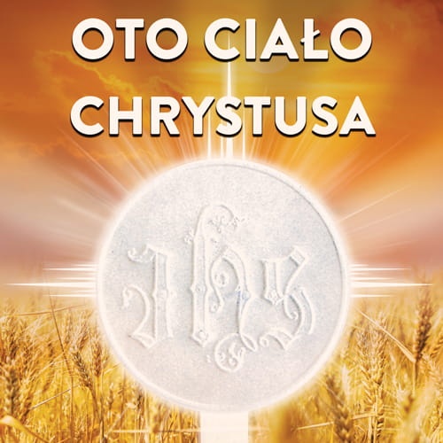 Baner na Boże Ciało "Oto ciało Chrystusa" 150x150 cm