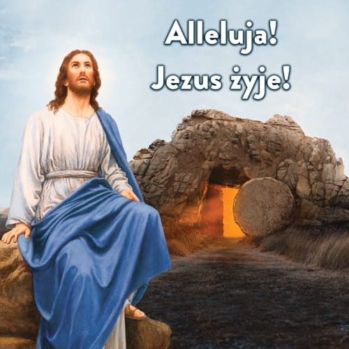Baner na Wielkanoc "Alleluja! Jezus żyje!" 150x150 cm