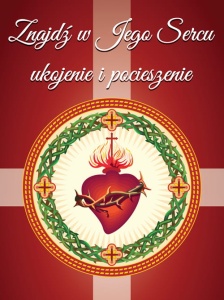 Baner na Boże Ciało "Znajdź w Jego Sercu ukojenie i pocieszenie" 75x100 cm