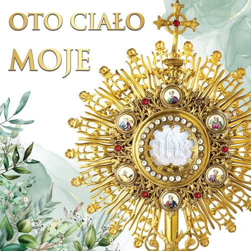 Baner na Boże Ciało "Oto ciało moje" 150x150 cm