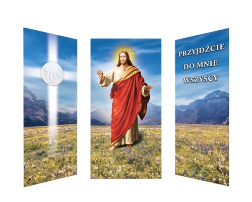 Zestaw 3 banerów na Boże Ciało "Przyjdźcie do mnie wszyscy"