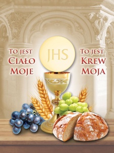 Baner na Boże Ciało "To jest ciało moje - to jest krew moja" 75x100 cm