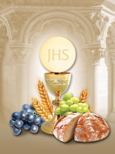 Baner na Boże Ciało, symbole Eucharystii 75x100 cm