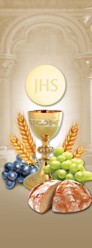 Baner na Boże Ciało, symbole Eucharystii 75x200 cm