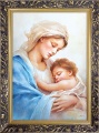 Obraz religijny Matka Boża z Dzieciątkiem Jezus w ramie ornamentowej
