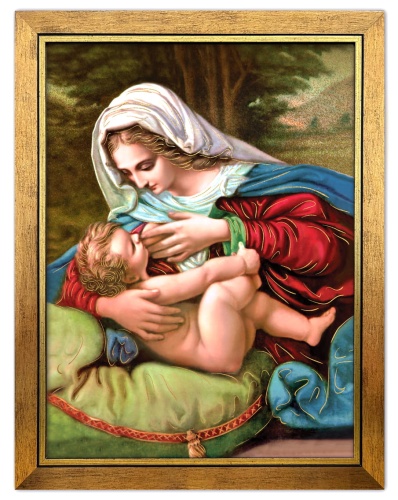 Obraz złocony w ramie, Matka Boża Karmiąca