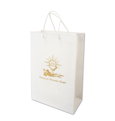 Torba prezentowa na Pierwszą Komunię Świętą, złocona