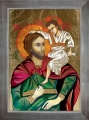 Obraz religijny Święty Krzysztof w srebrnej ramie