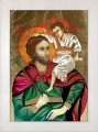 Obraz religijny Święty Krzysztof w białej ramie