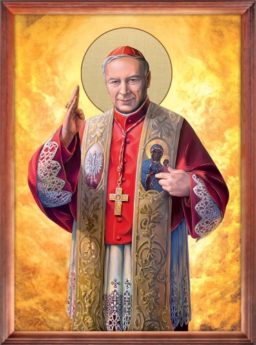Obraz religijny Błogosławiony Kardynał Wyszyński w ramie drewnianej