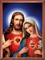 Obraz Serce Jezusa i Serce Maryi - rama drewniana