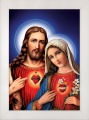 Obraz Serce Jezusa i Serce Maryi - rama biała