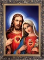 Obraz Serce Jezusa i Serce Maryi - rama ornamentowa