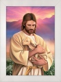Obraz religijny Jezus Chrystus Dobry Pasterz - rama biała