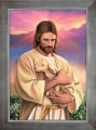 Obraz religijny Jezus Chrystus Dobry Pasterz - rama srebrna
