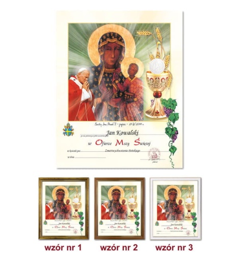 Pamiątka Pierwszej Komunii Świętej - Matka Boża Częstochowska i Święty Jan Paweł II