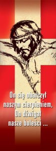Baner na Wielki Post "On się obarczył.." 75x200cm