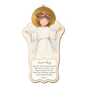 Aniołek z modlitwą - obrazek drewniany