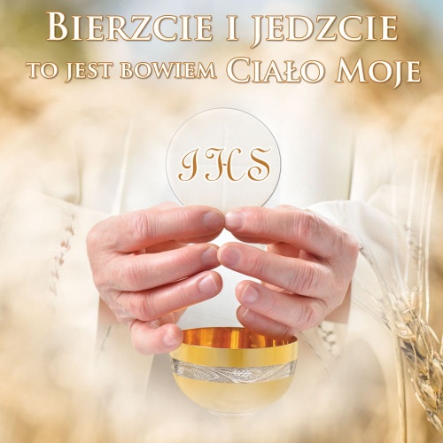 Baner na Boże Ciało, Bierzcie i jedzcie  150x150 cm