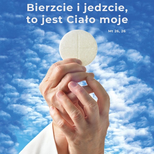 Baner na Boże Ciało, Bierzcie i jedzcie  150x150 cm