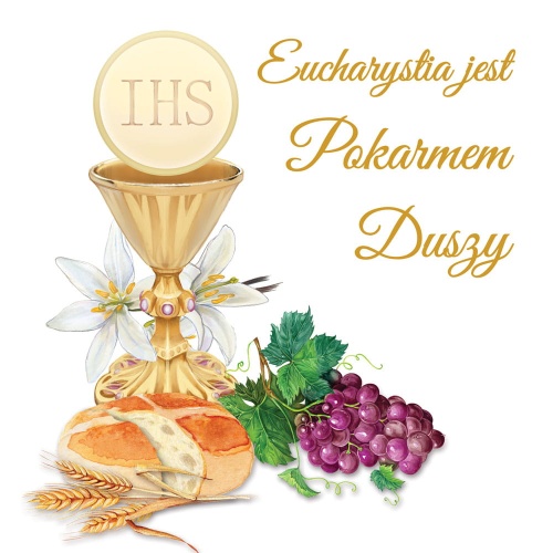 Baner na Boże Ciało, Eucharystia jest pokarmem duszy  150x150 cm