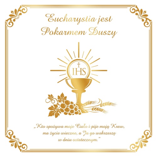 Baner na Boże Ciało, Eucharystia jest pokarmem duszy  150x150 cm