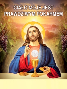 Baner na Boże Ciało, "Ciało moje jest prawdziwym pokarmem" 75x100 cm