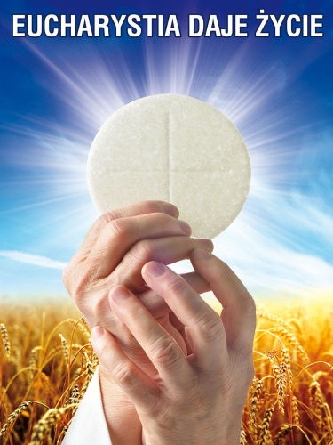 Baner na Boże Ciało, "Eucharystia daje życie" 75x100 cm