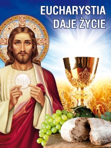 Baner na Boże Ciało, "Eucharystia daje życie" 75x100 cm