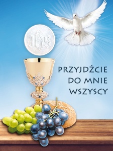 Baner na Boże Ciało, "Przyjdźcie do mnie wszyscy" 75x100 cm