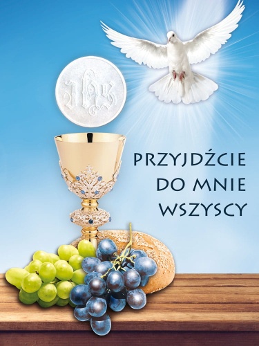 Baner na Boże Ciało, "Przyjdźcie do mnie wszyscy" 75x100 cm