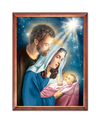 Obraz religijny Święta Rodzina, Boże Narodzenie w drewnianej ramie
