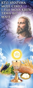 Baner religijny - Kto spożywa moje ciało i pije moją krew 75x200 cm