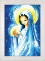 Obraz religijny Matka Boża z Dzieciątkiem Jezus rama biała
